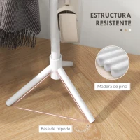 HOMCOM Perchero de Pie de Madera Forma de Árbol con 8 Ganchos para Colgar Ropa Bolsos en Pasillo Entrada 40x40x165 cm Blanco(m-5)