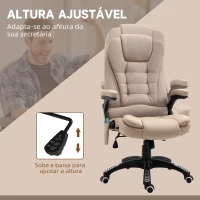 Vinsetto Cadeira de Escritório com 6 Pontos de Massagem Reclinável até 130° com Função de Aquecimento 68x72x110-120 cm Marrom Claro(m-5)