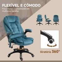 Vinsetto Cadeira de Escritório com 6 Pontos de Massagem Reclinável até 130° com Função de Aquecimento 68x72x110-120 cm Azul(m-10)