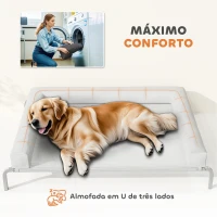 PawHut Cama Elevada para Cães com Latertais Amovíveis Cama Elevada para Cães Grandes Portátil com Malha Respirável 130x90x30 cm Cinza Claro(m-5)