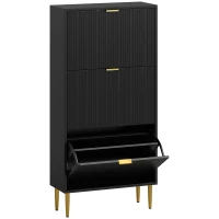 HOMCOM Elegant Three-Drawer Shoe Cabinet - Black(m-1)