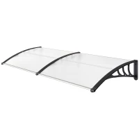 Outsunny Pultvordach Vordach für Haustür 75x195x23 cm Überdachung 5mm Polycarbonat Sonnenschutz Regenschutz für draußen Alu Transparent(m-10)