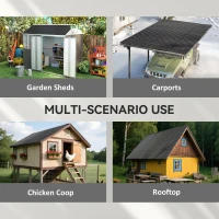 Outsunny Set of 12 Corrugated Steel Roof Sheet Panels - Black(m-4)