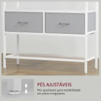 HOMCOM Móvel Cabide de Entrada com Banco Sapateira 8 Ganchos 2 Gavetas de Tecido Barra Prateleira 80x30x180,5 cm Branco e Cinza(m-7)