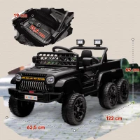 AIYAPLAY Voiture électrique enfant buggy électrique enfant 2 moteurs 12 V 3 vitesses remorque arrière 122L x 62,5l x 65H cm noir(m-3)