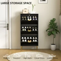 HOMCOM Elegant Three-Drawer Shoe Cabinet - Black(m-5)