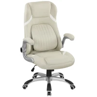 Vinsetto Linen-Look Office Chair, with Adjustable Height and Tension - Beige(m-11)