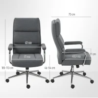 HOMCOM Executive Office Chair, Linen Fabric Computer Desk Chair with Double-Layer Back Cushion, Tilt Function, Height Adjustable for Home, Charcoal Grey(m-3)