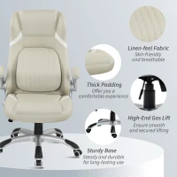 Vinsetto Linen-Look Office Chair, with Adjustable Height and Tension - Beige(m-9)