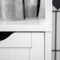 HOMCOM Armário Casa de Banho Estreito com 3 Gavetas e 2 Prateleiras Abertas Estilo Moderno 30x30x141,6 cm Branco(m-8)