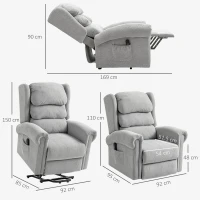 HOMCOM Velvet-Feel Electric Riser Recliner Chair - Grey(m-3)