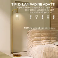 HOMCOM Lampada da Terra Moderna con Paralume in Vetro e Interruttore a Pedale per Lampadine E27, Oro(m-7)