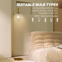 HOMCOM Lampă de Podea Modernă cu Luminozitate Reglabilă, Abajur din Sticlă și Întrerupător de Picior, 29x25x153 cm, Auriu(m-7)