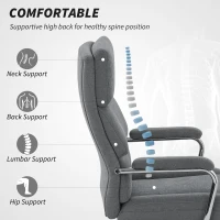 HOMCOM Executive Office Chair, Linen Fabric Computer Desk Chair with Double-Layer Back Cushion, Tilt Function, Height Adjustable for Home, Charcoal Grey(m-4)
