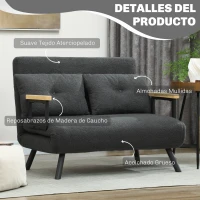 HOMCOM Sofá Cama Convertible 4 en 1 Sillón Cama 2 Plazas Plegable Respaldo Ajustable de 5 Niveles Almohadas 102x73x81cm Gris(m-6)