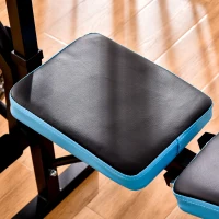HOMCOM Banco de Musculação Multifuncional com Suporte para Barras e Encosto Ajustável 155x56,5x120 cm Preto e Azul(m-8)