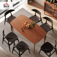 HOMCOM Table à manger, Style campagnard, surface laquée, bois, 150 x 80 cm, Marron(m-2)
