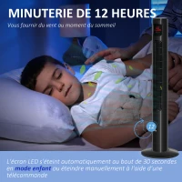 HOMCOM Ventilateur colonne oscillation 70° minuterie 12h panneau de capteur LED 45W télécomande 2 modes de contrôle noir(m-6)