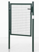 HOMCOM Puerta Verja de Jardín de Acero con Cerradura Manija y 3 Llaves Puerta de Valla Cerca para Exterior Patio Terraza 97x150 cm Verde