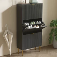 HOMCOM Elegant Three-Drawer Shoe Cabinet - Black(m-9)