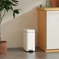 HOMCOM Mülleimer aus Metall, Abfalleimer, 5 L Fassungsvermögen, mit Fußpedal, mit Inneneimer, Weiß(m-2)