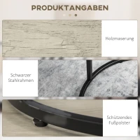 HOMCOM Beistelltische 3er Set Satztisch stapelbar Couchtisch Sofatisch Kaffeetisch 3 Größen Industrial Design Metall Schwarz+Braun(m-6)
