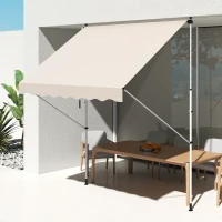 Outsunny Toldo Manual Retráctil 300x150x170-280 cm con Altura Ajustable Manivela y Protección Solar para Terraza Beige(m-9)