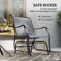 Outsunny Glider Rocking Chair & Table Set 2 Single Seaters Rocker Garden Swing Chair Patio Furniture Bistro Set Grey(m-6)