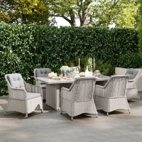 Outsunny Seven-Piece Rattan Dining Set - Mixed Grey(m-7)