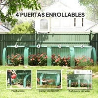 Outsunny Invernadero Pequeño Invernadero de Jardín para Cultivo de Plantas con 4 Ventanas Enrollables 395x100x80 cm Verde(m-6)