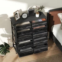 HOMCOM Chest of Ten Fabric Drawers - Black(m-8)