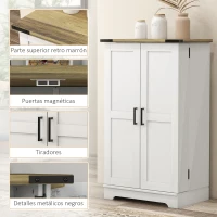 HOMCOM Armario Despensa Cocina con 2 Puertas 16 Estantes y Estantes Ajustables para Comedor Salón 60x40x104 cm Crema(m-7)