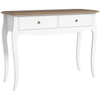 HOMCOM Mesa de Consola con 2 Cajones Estilo Francés para Pasillo Dormitorio Salón 100x35x76,5 cm Blanco y Marrón Oscuro(m-1)
