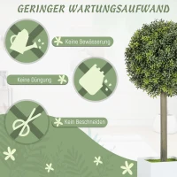 HOMCOM Set van 2 Kunstmatige Buxus Bolvormige Planten 45 cm - Kunstplanten in Pot van Plastic(m-6)