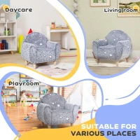 AIYAPLAY Kids Armchair, Glow in the Dark Chair with Star Design for Bedroom, Playroom, Kids Room, Grey(m-7)