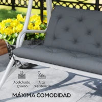Outsunny Cojín para Banco con Respaldo 150x98x8 cm Colchón de Banco de 3 Plazas con 6 Cordones de Fijación para Jardín Terraza Balcón Exterior Gris(m-5)