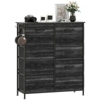 HOMCOM Chest of Ten Fabric Drawers - Black(m-10)