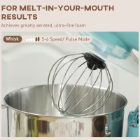 HOMCOM 1300W Kitchen Stand Mixer, with Accessories - Blue(m-6)