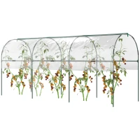 Outsunny Tunnel Tomato Greenhouse with 4 Hoops and Top Tap, Pointed Bottom and Guy Ropes, 400 x 123 x 171 cm, Clear(m-11)