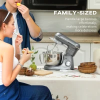 HOMCOM 1300W Kitchen Stand Mixer, with Accessories - Silver(m-8)