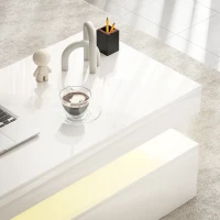 HOMCOM LED Coffee Table with Storage - High Gloss White(m-9)