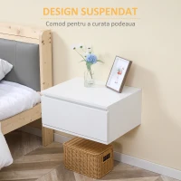 Homcom Set 2 Noptiere Suspendate – Sertar Alb, MDF & PAL(m-4)