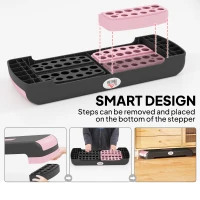 HOMCOM Aerobic Step with 3-Level Adjustable Heights for Home, Office Exercise, Black and Pink(m-5)