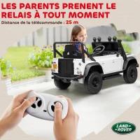 AIYAPLAY Voiture électrique enfants, télécommande 2,4G, 3 vitesses, 4 roues à suspension, musique, lumières LED et klaxon, blanc(m-8)