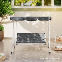 Outsunny Almofada para Banco com Encosto 150x98x8cm Almofada de Banco de 3 Lugares com 6 Cordões de Fixação para Jardim Terraço Balcão Exterior Cinza(m-9)