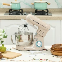 HOMCOM 1300W Kitchen Stand Mixer, with Accessories - Beige(m-2)