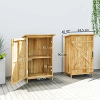 Outsunny Cabane de Jardin en Bois 63,5x40x90 cm Armoire pour Rangement d'Outils avec 2 Étagères et Porte Naturelle(m-3)