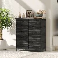 HOMCOM Chest of Ten Fabric Drawers - Black(m-9)
