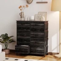 HOMCOM Chest of Ten Fabric Drawers - Black(m-2)