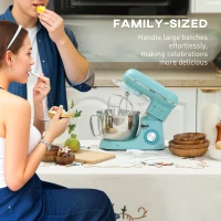 HOMCOM 1300W Kitchen Stand Mixer, with Accessories - Blue(m-7)